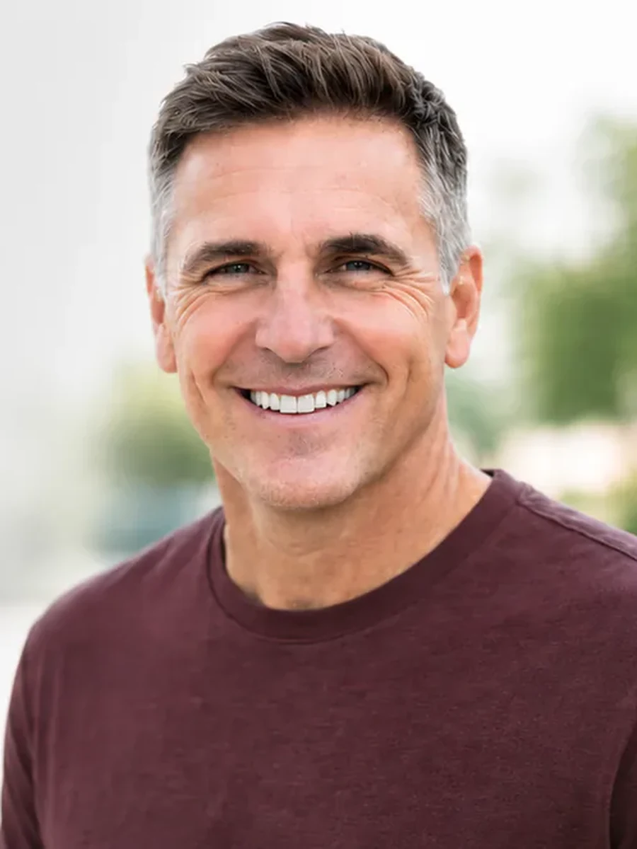 A man smiling after dental implant treatment